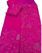 Load image into Gallery viewer, Fuchsia Pink Net George with Blouse Fabric (3 Piece)
