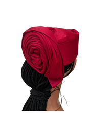 Load image into Gallery viewer, Wine Red Silk Zara Cap | African Headwrap Hat
