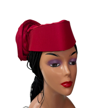 Load image into Gallery viewer, Wine Red Silk Zara Cap | African Headwrap Hat
