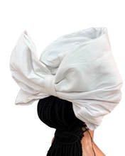 Load image into Gallery viewer, White Blue Silk Zara Cap | African Headwrap Hat
