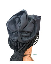 Load image into Gallery viewer, Black Silk Zara Cap | African Headwrap Hat
