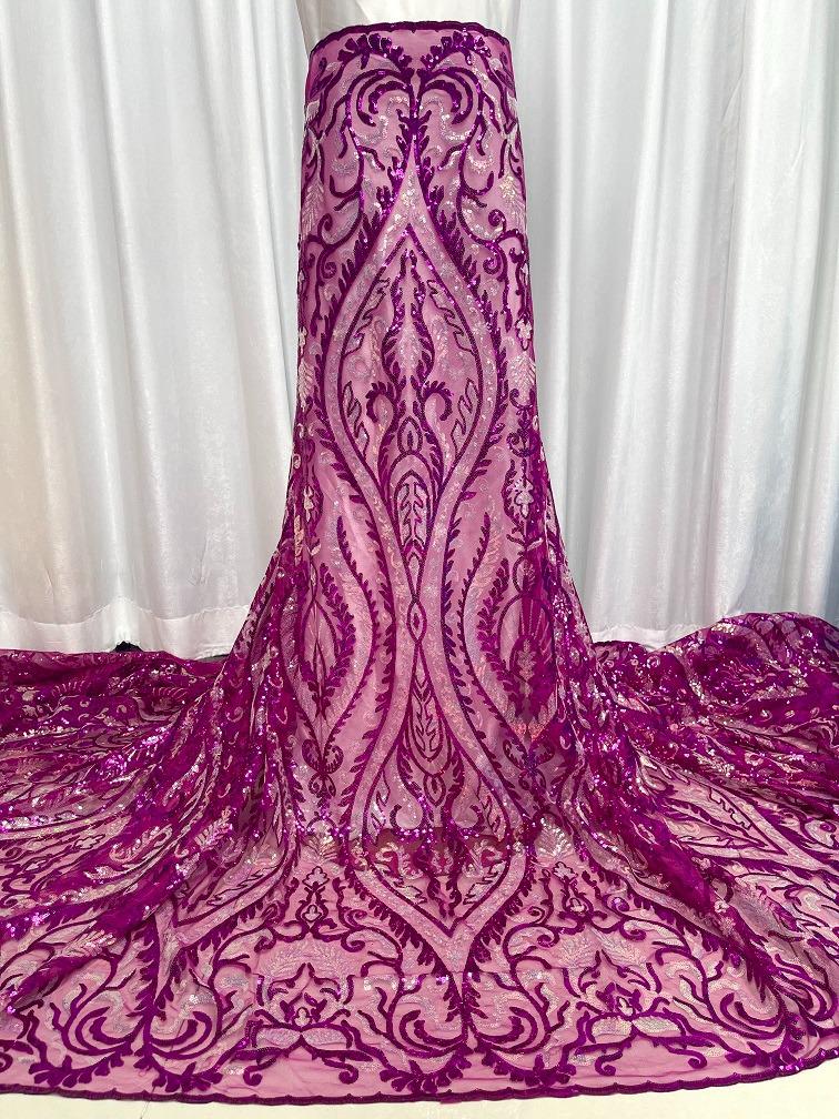 Fuchsia Pink French Lace - 5 Yards
