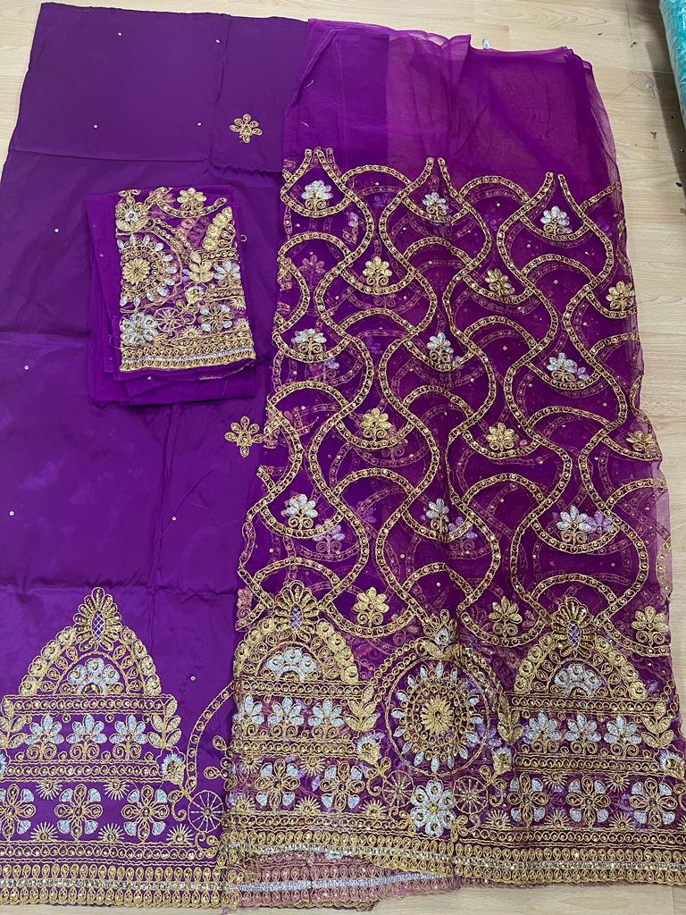 Magenta Net George (3 Pieces) with Blouse Fabric