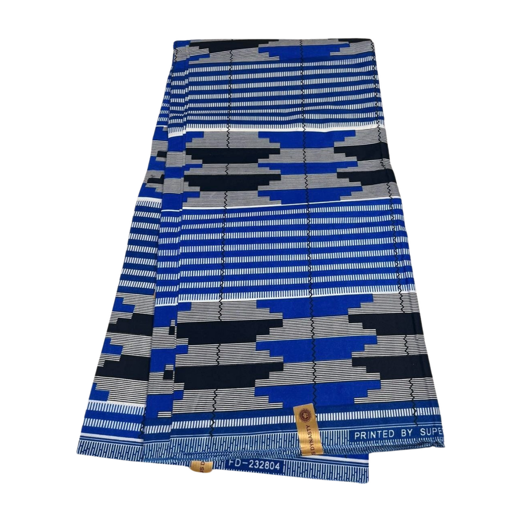 Blue and Grey Ankara Print - 6 Yards