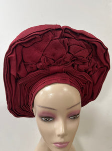 Wine Ruffles Auto Gele