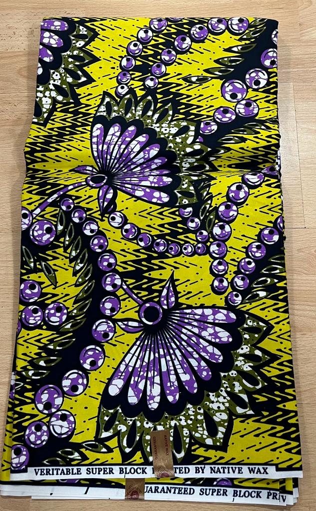 Yellow and Purple Ankara Print - 6 Yards