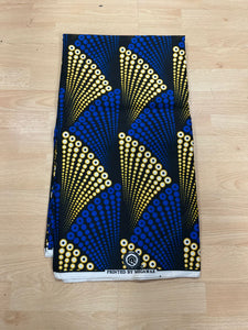 Royal Blue and Gold Ankara Print - 6 Yards