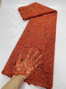 Burnt Orange French Lace - 5 Yards