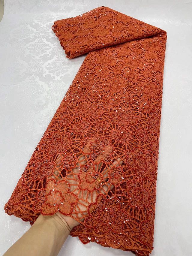 Burnt Orange French Lace - 5 Yards