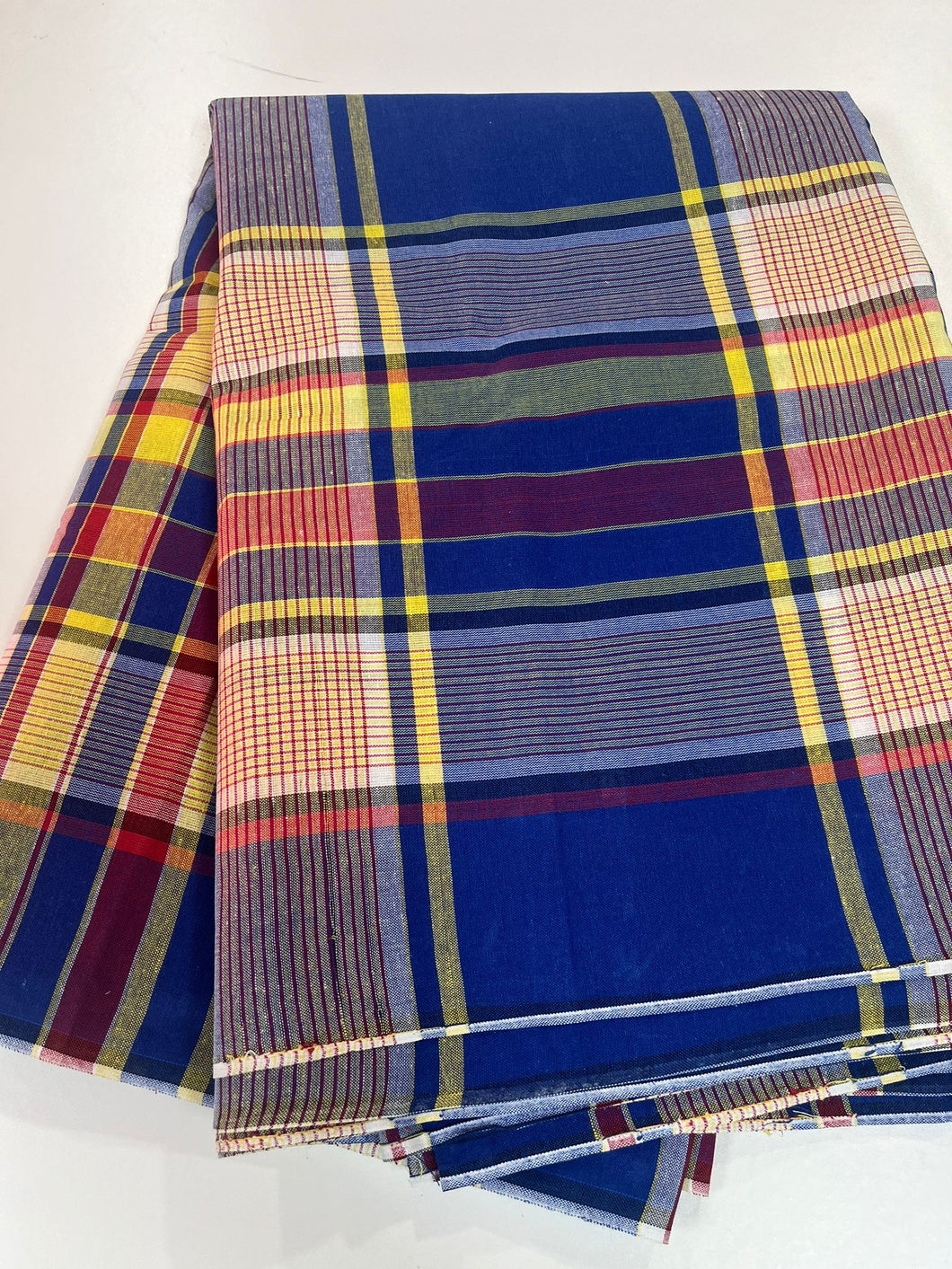 Blue Multicoloured Plain George - 7 Yards