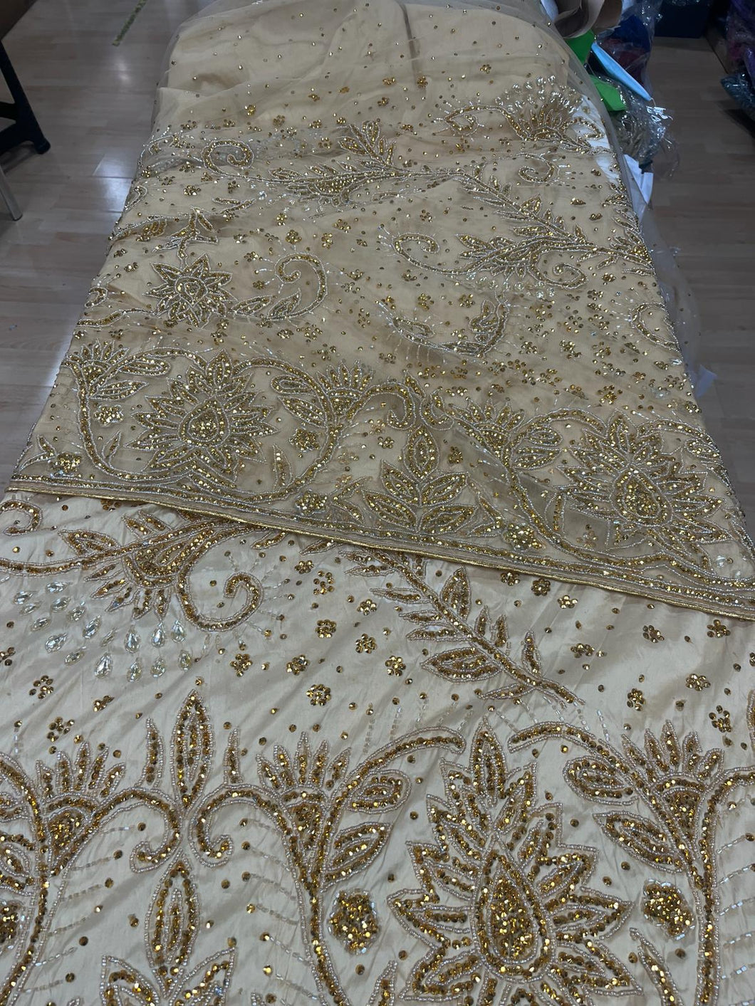 Champagne Gold Net George with Blouse Fabric