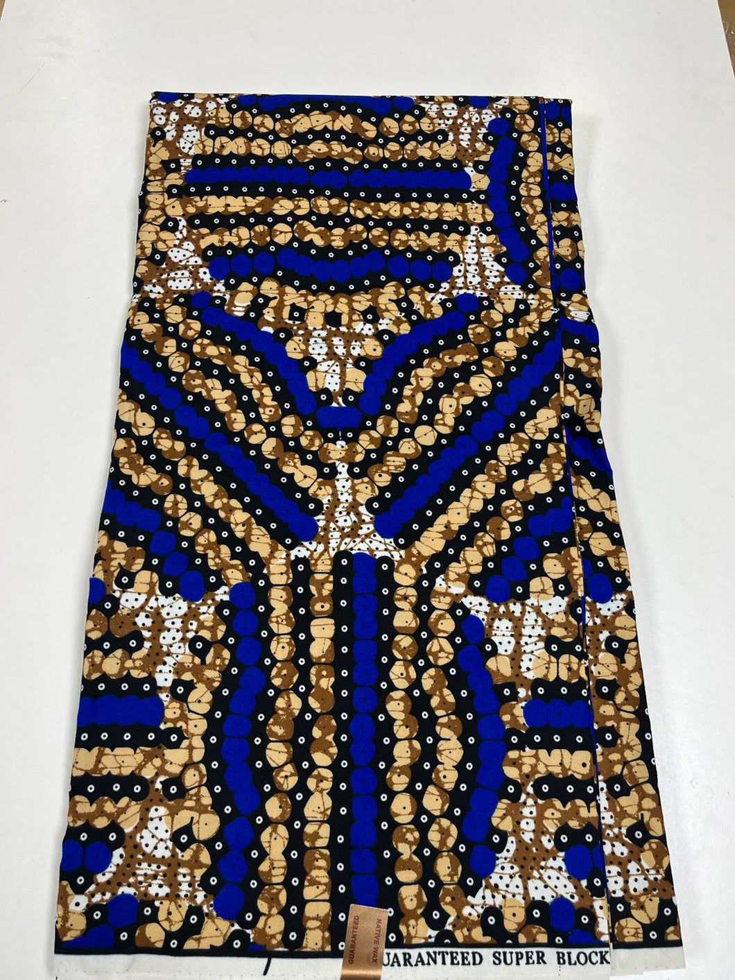 Royal Blue and Gold Ankara Print - 6 Yards