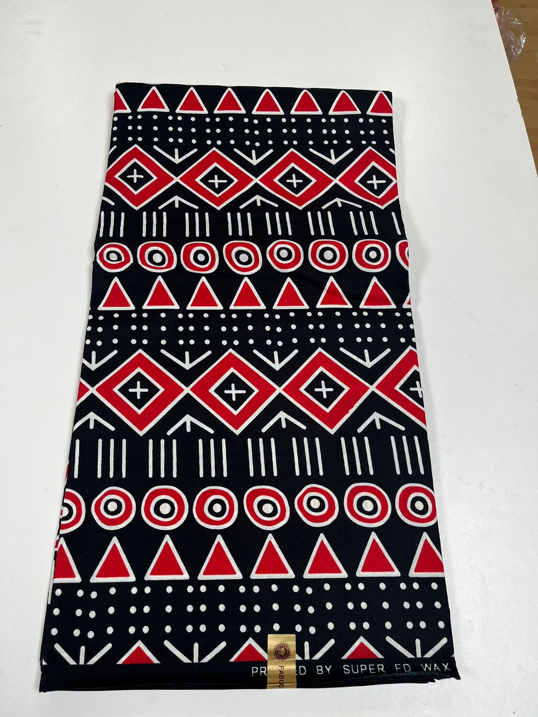 Black and Red Ankara Print - 6 Yards