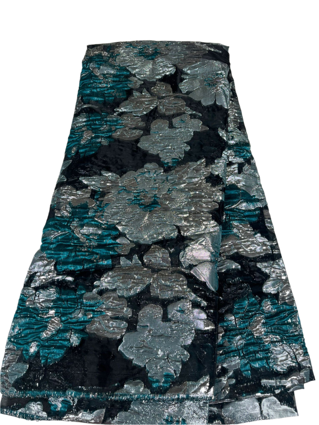 Black and Teal Green Jacquard Brocade - 5 Yards