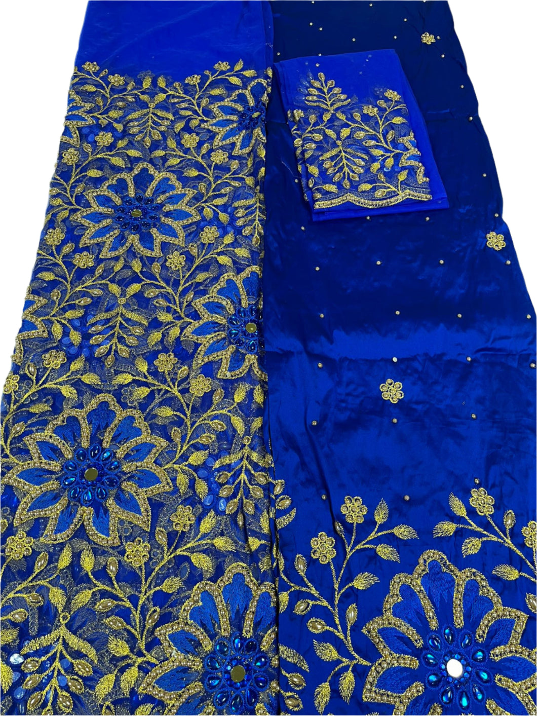 Royal Blue Net George with Blouse Fabric (3 Pieces)