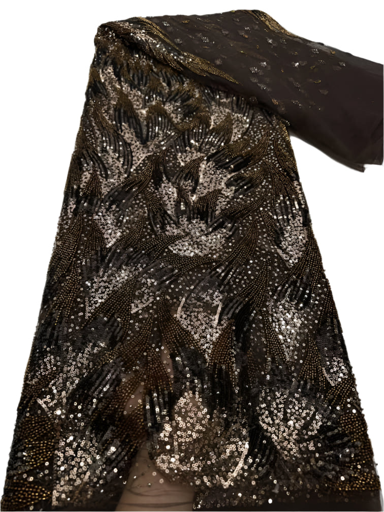 Chocolate Brown Beaded French Lace - 5 Yards