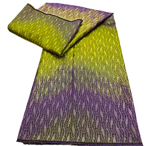Yellow and Purple Brocade Damask - 5 Yards