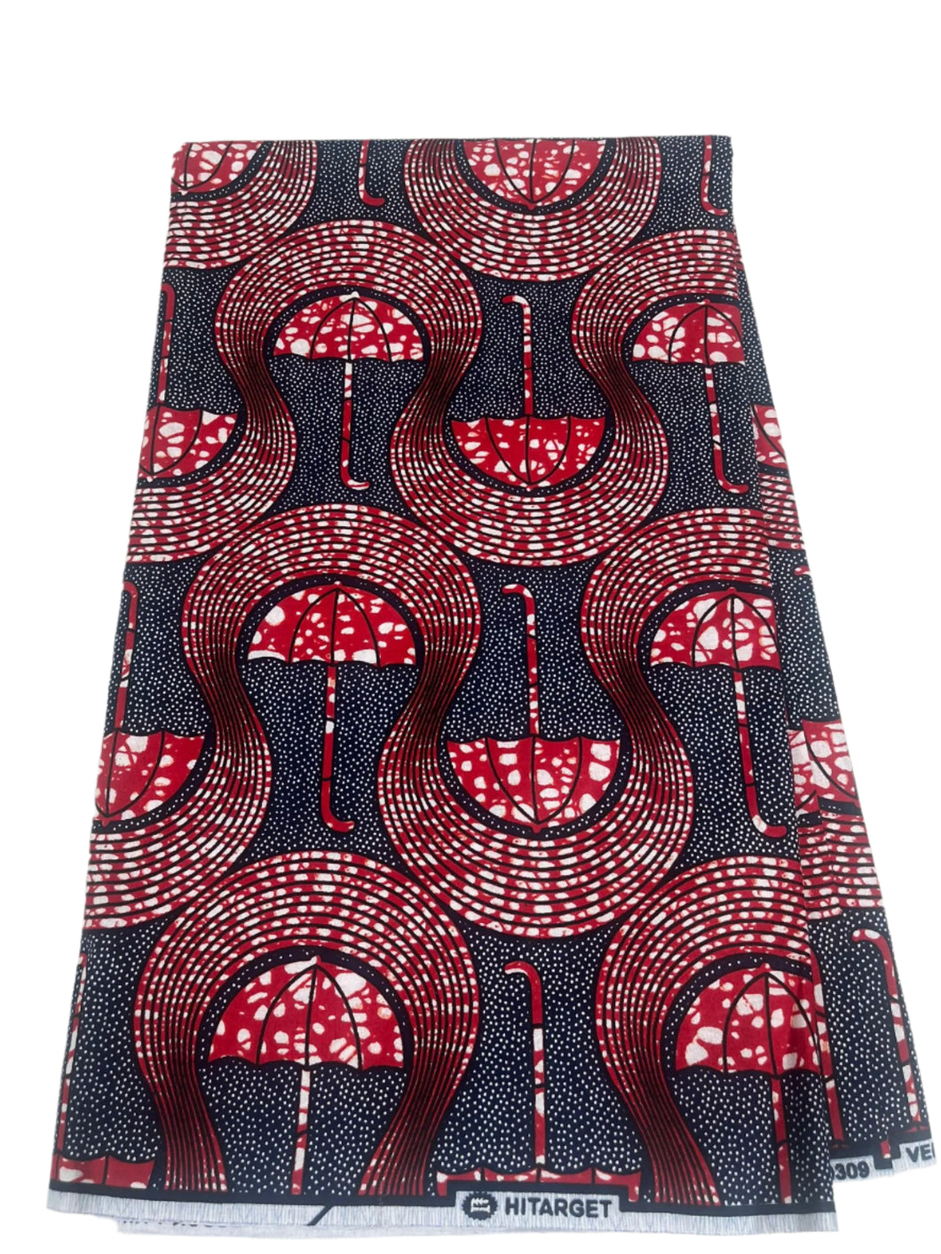 Red and Navy Blue Block Print - 6 Yards