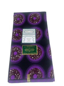 Purple and Black Block Print Ankara - 6 Yards