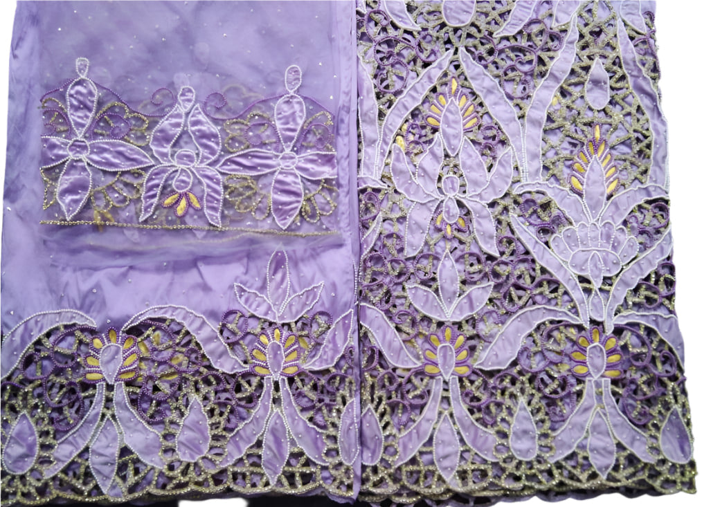 Lilac Beaded George with Blouse Fabric (3 piece)