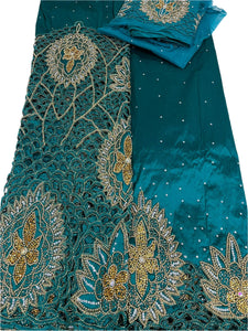Teal Green George with Blouse Fabric (3 Piece)