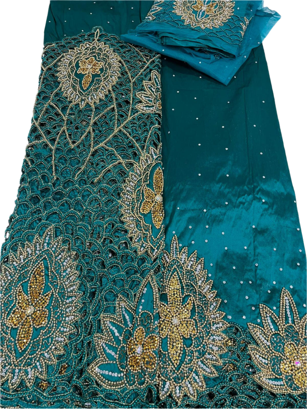 Teal Green George with Blouse Fabric (3 Piece)
