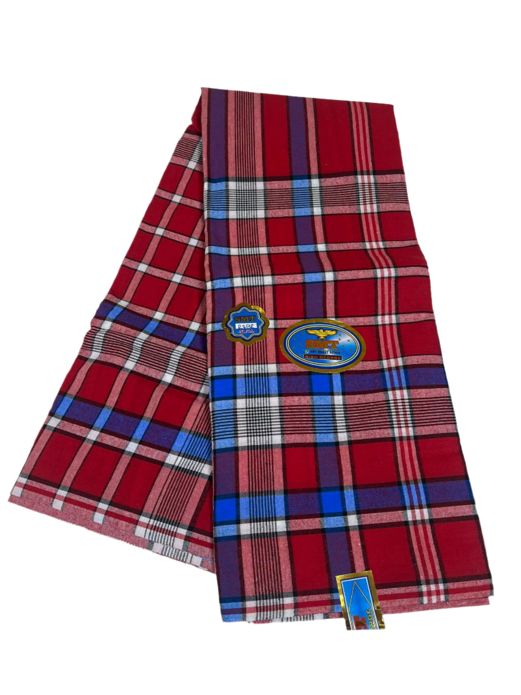 Red and Blue Plain George - 6 Yards