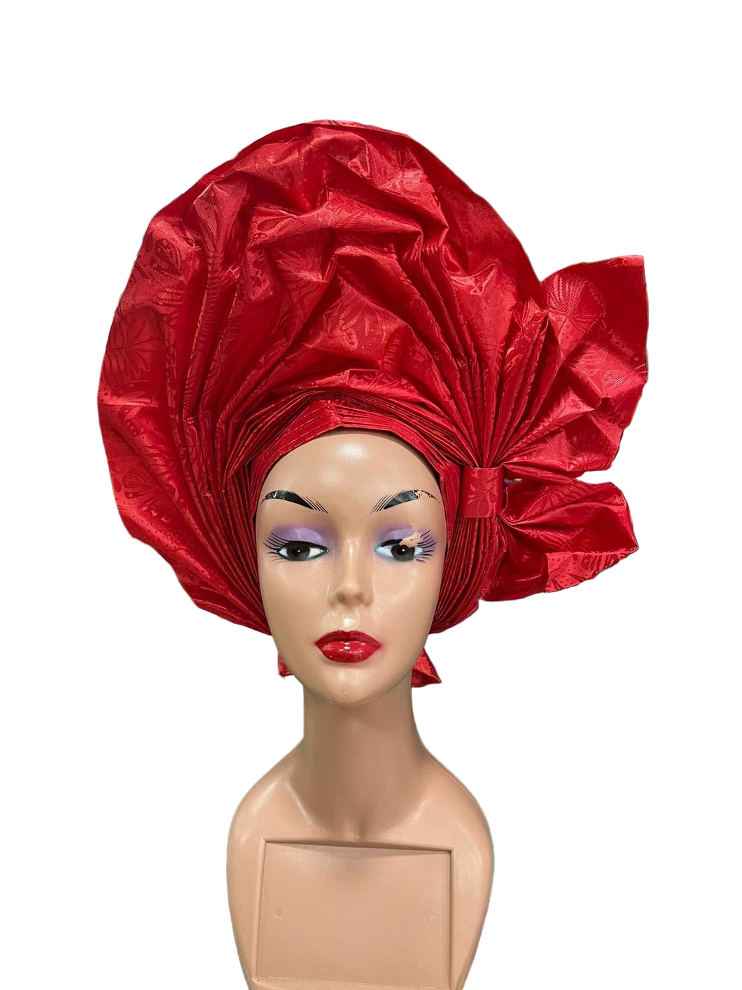 Red Headtie Auto Gele