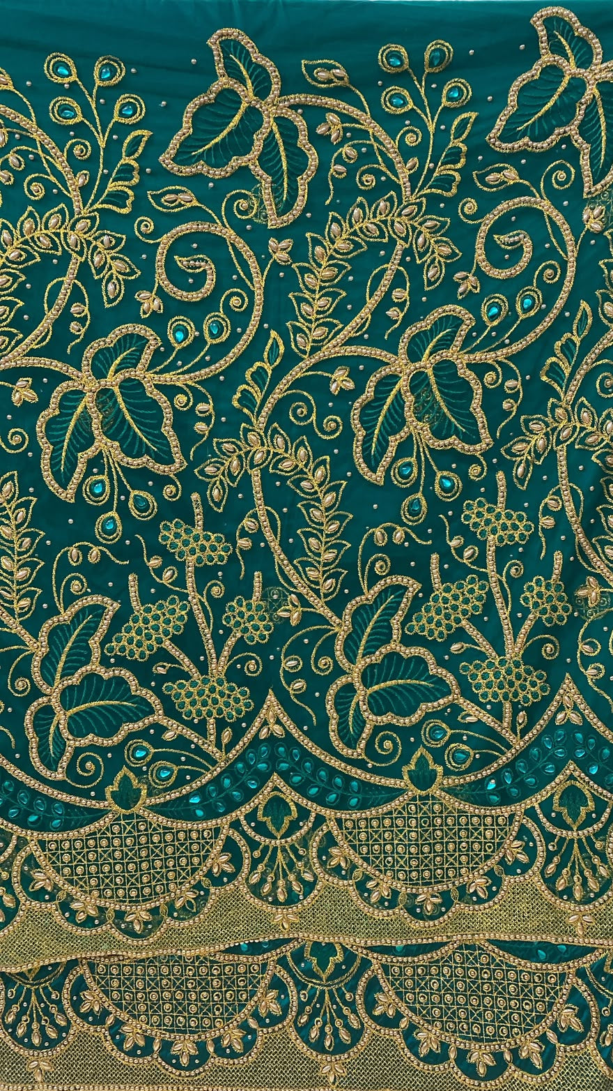 Teal Green George with Blouse Fabric (3 Piece)