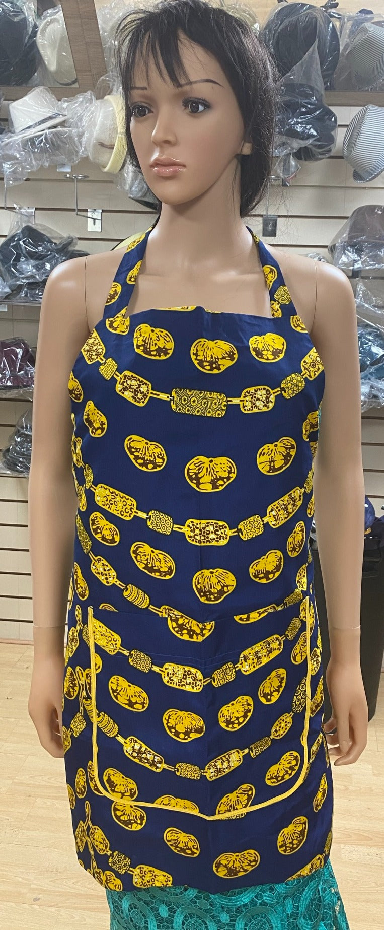 Blue and Yellow Ankara Print Apron