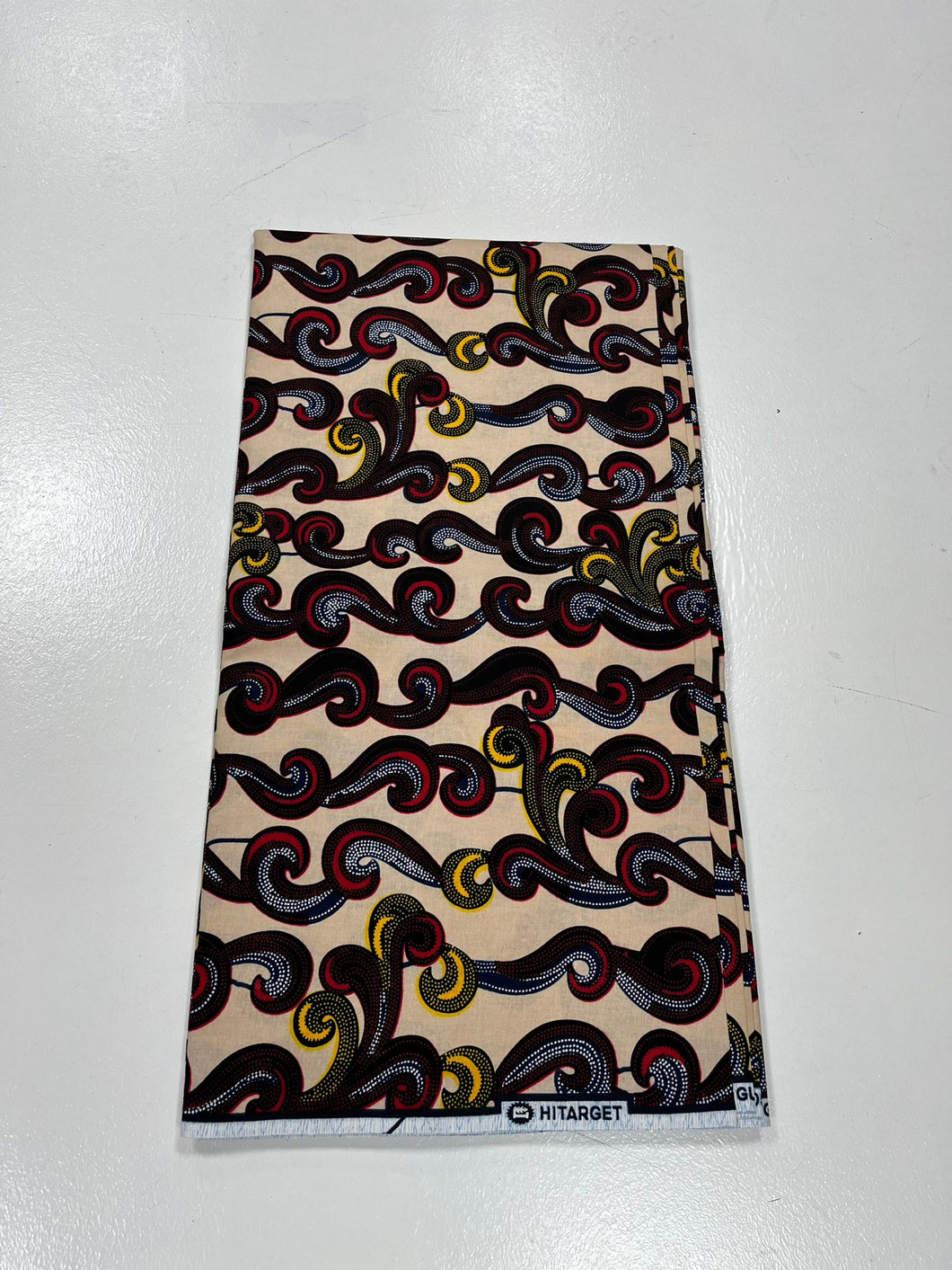 Cream, Wine and Yellow Block Print Ankara - 6 Yards