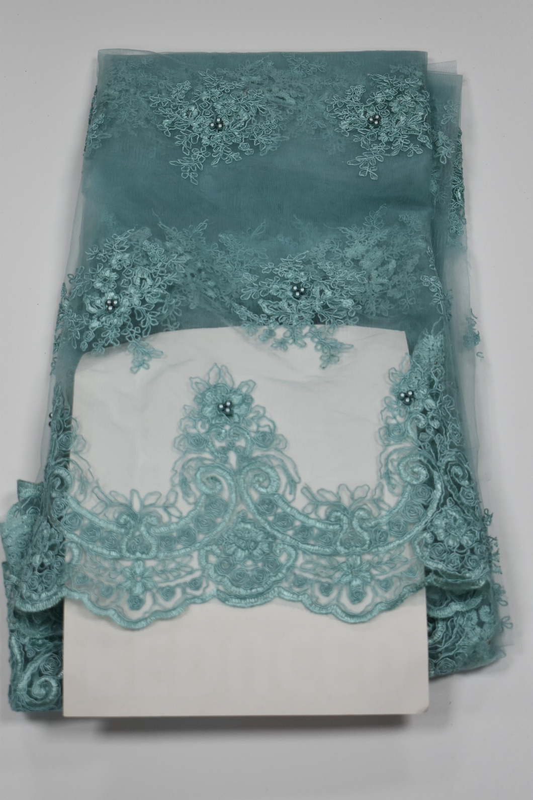 Aqua Green French Lace - 5 Yards