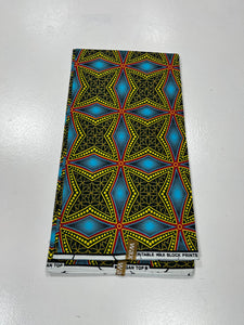 Yellow and Turquoise Blue Block Print Ankara - 6 Yards