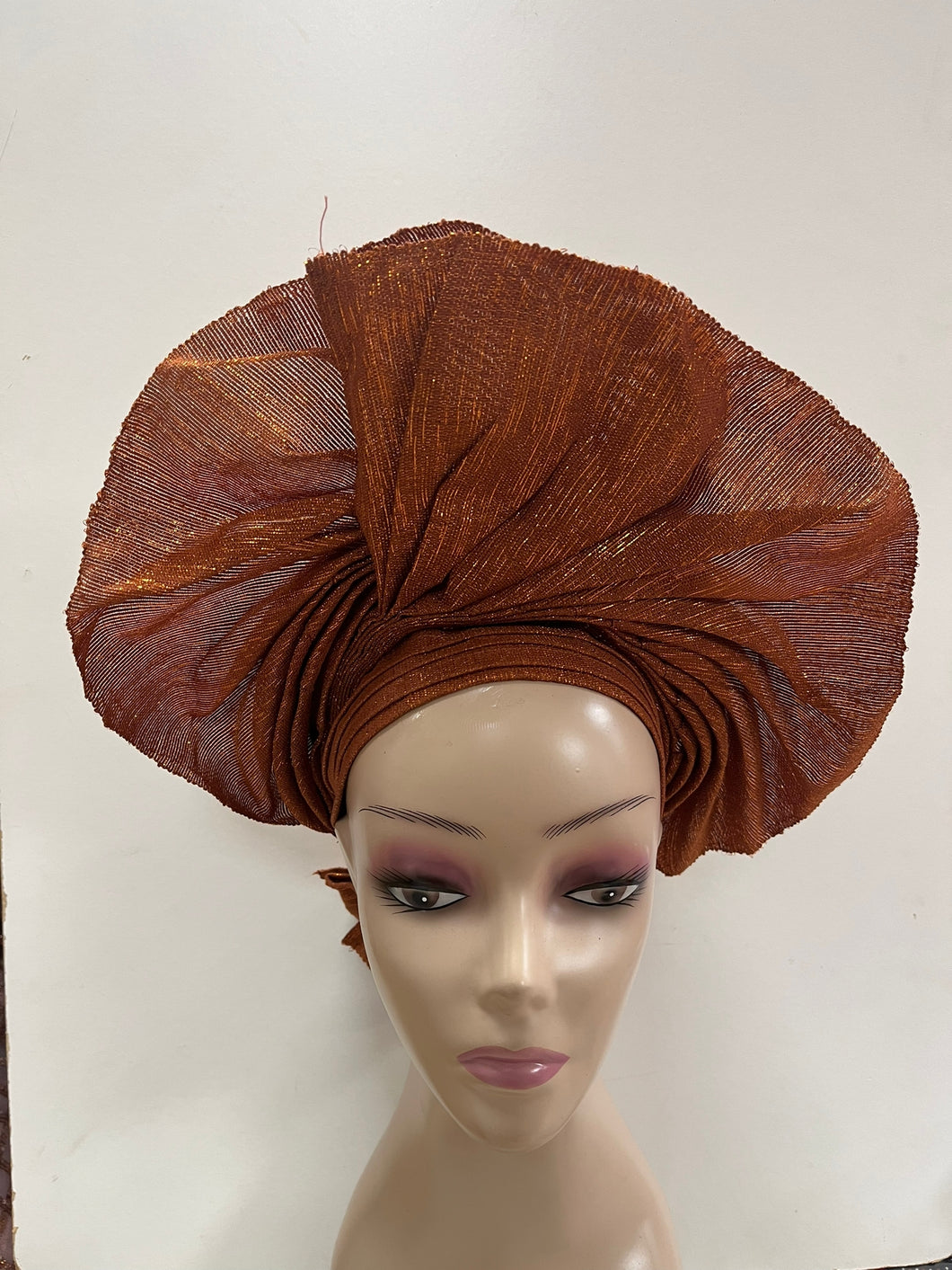 Burnt Orange Aso-Oke Auto Gele