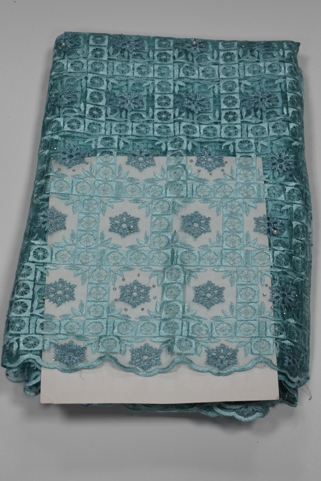 Aqua Green French Lace - 5 Yards