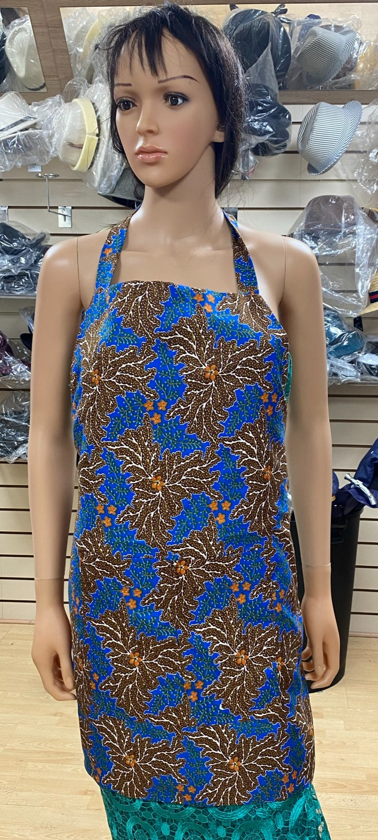 Blue and Brown Ankara Print Apron