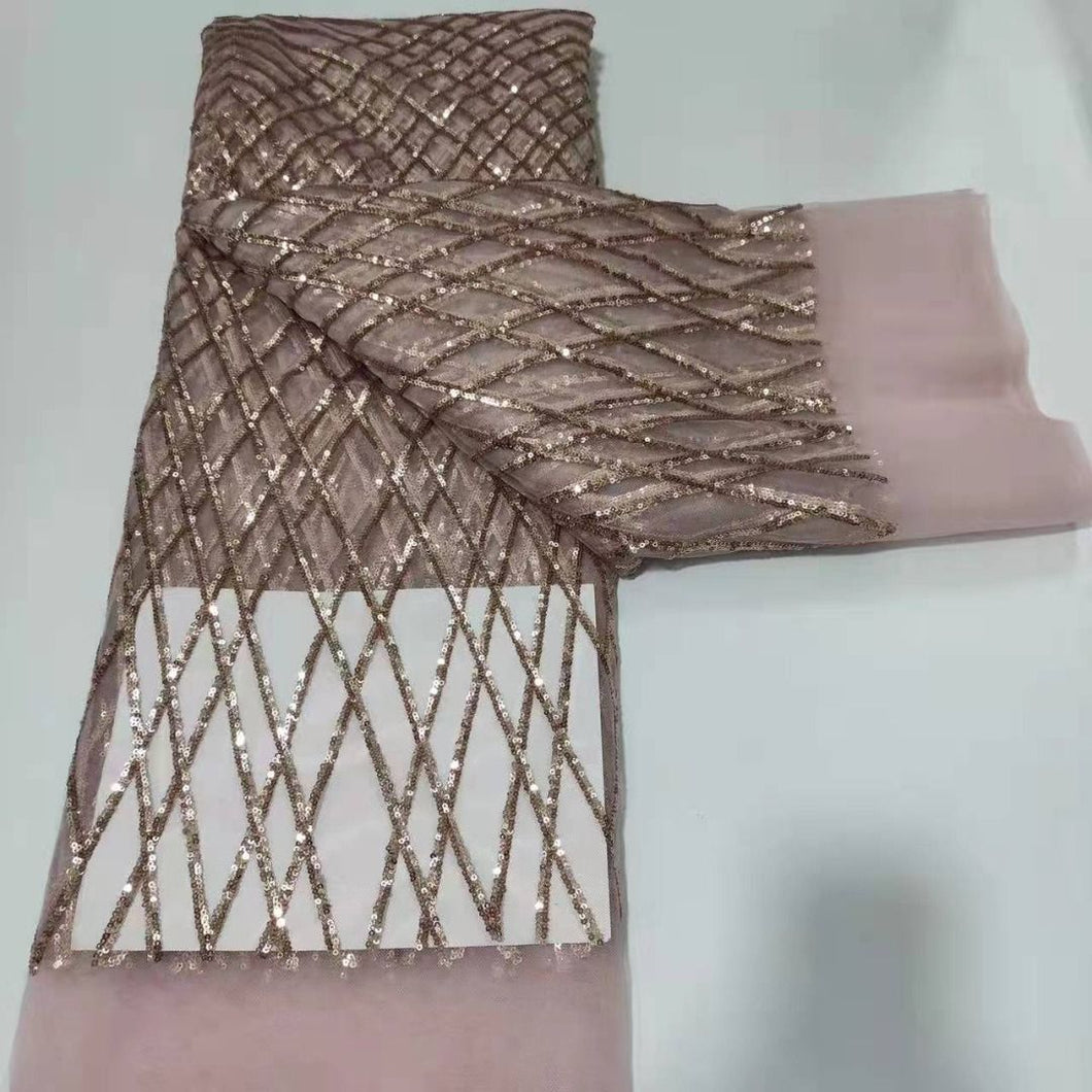 Blush Pink French Lace with Sequins - 5 Yards