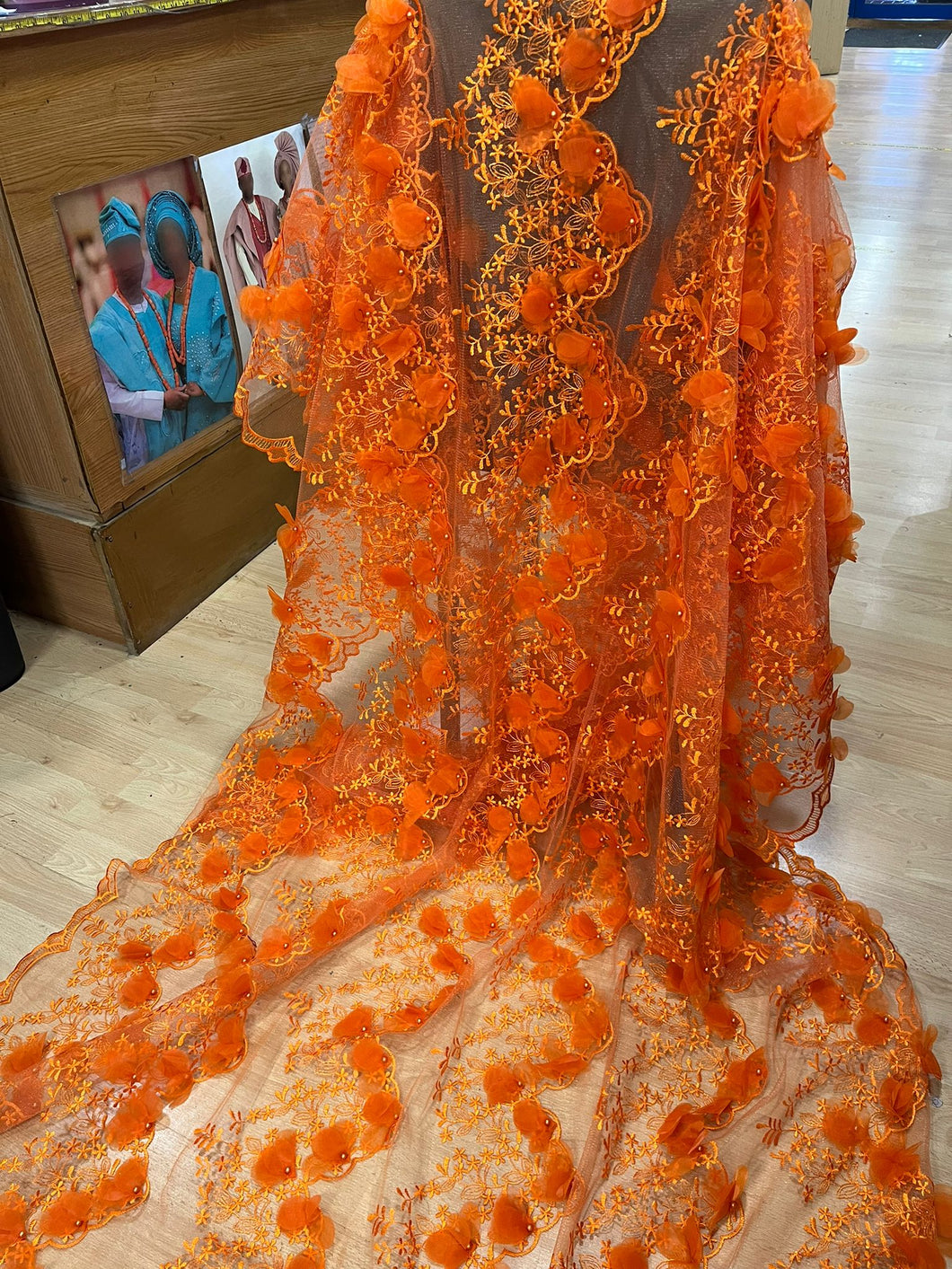 Orange Petal French Lace - 5 Yards