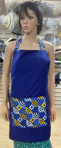 Blue with Yellow and White Ankara Print Apron