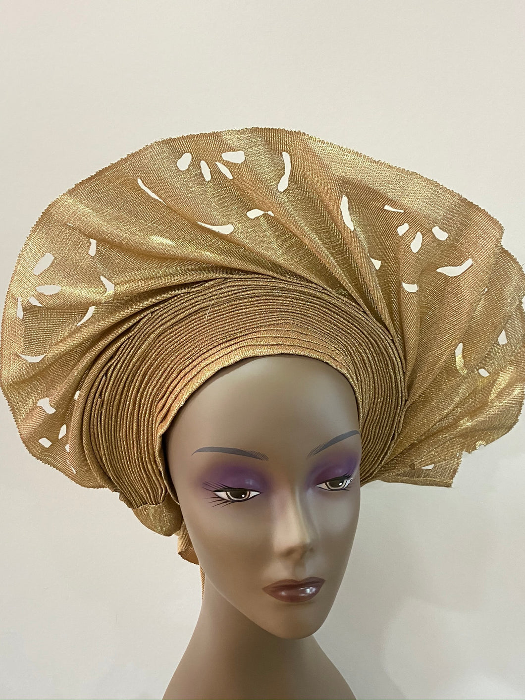 Champagne Gold Laser Cut Auto Gele