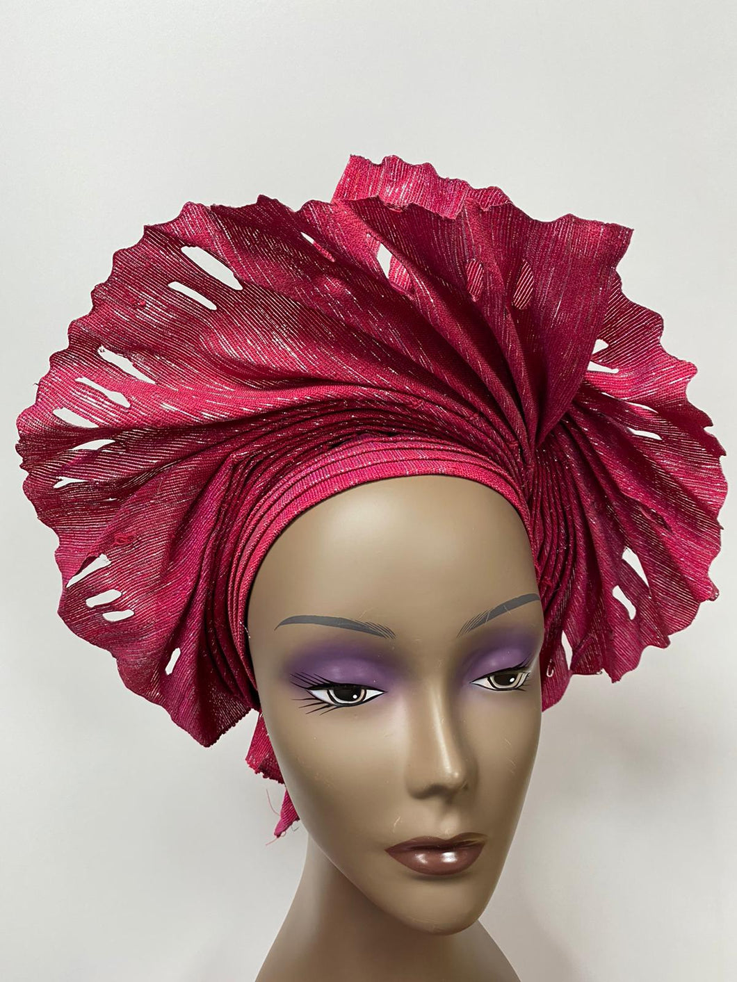 Fuchsia Pink Mixed with Silver Auto Gele