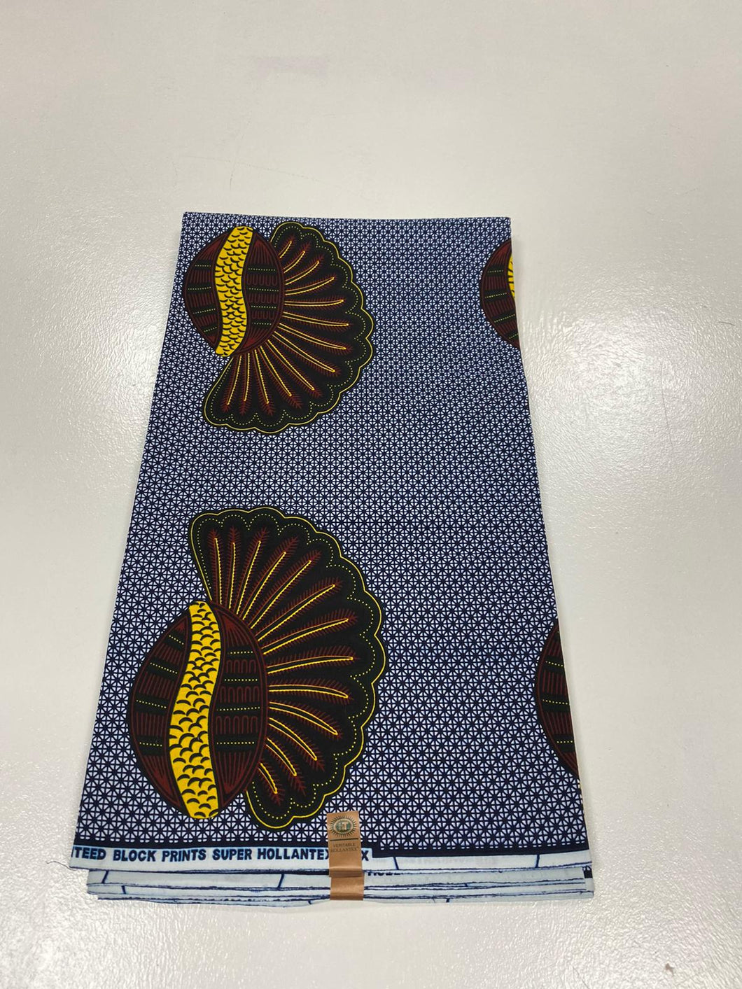 Blue and Yellow Block Print Ankara - 6 Yards