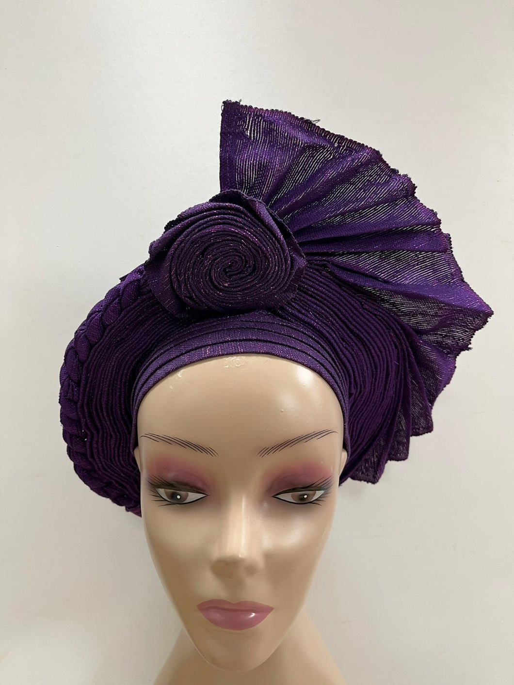 Purple Aso-Oke Auto Gele
