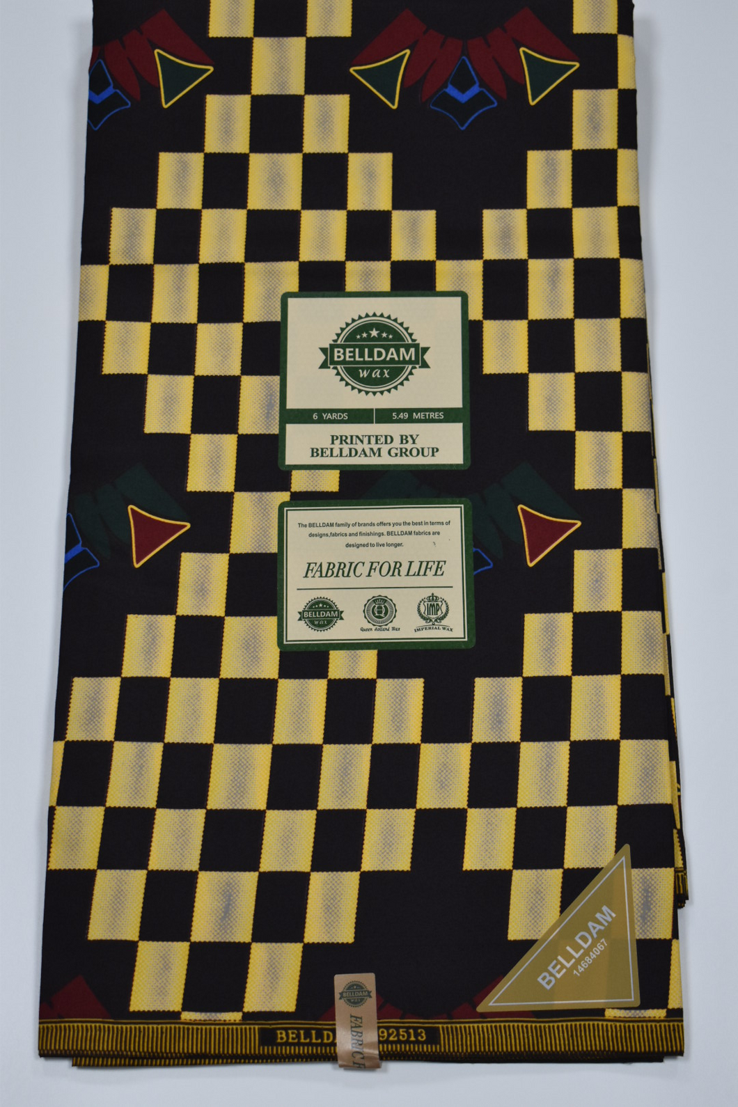 Brown and Yellow/Red Ankara Print - 6 Yards